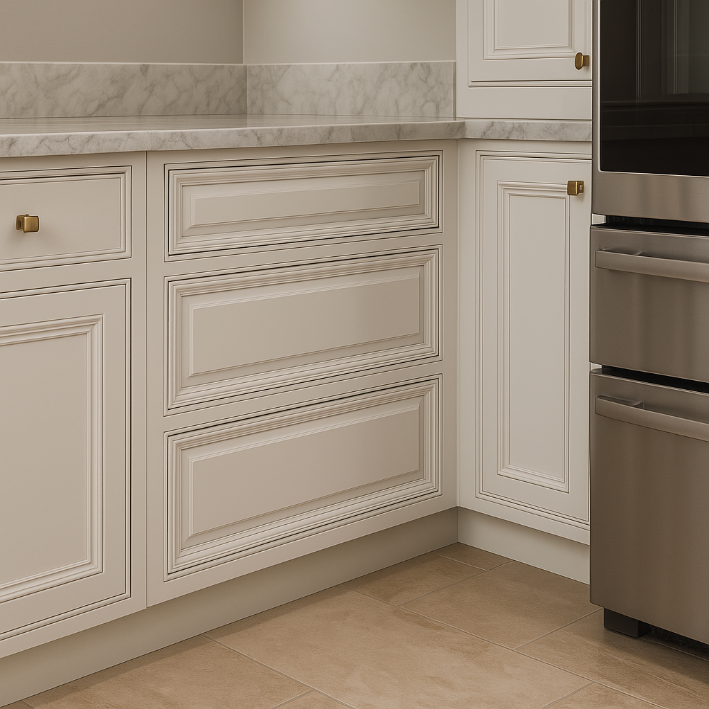 CASAINC 24" Pearl White Kitchen Cabinet with 3 Drawers - Durable Plywood Construction