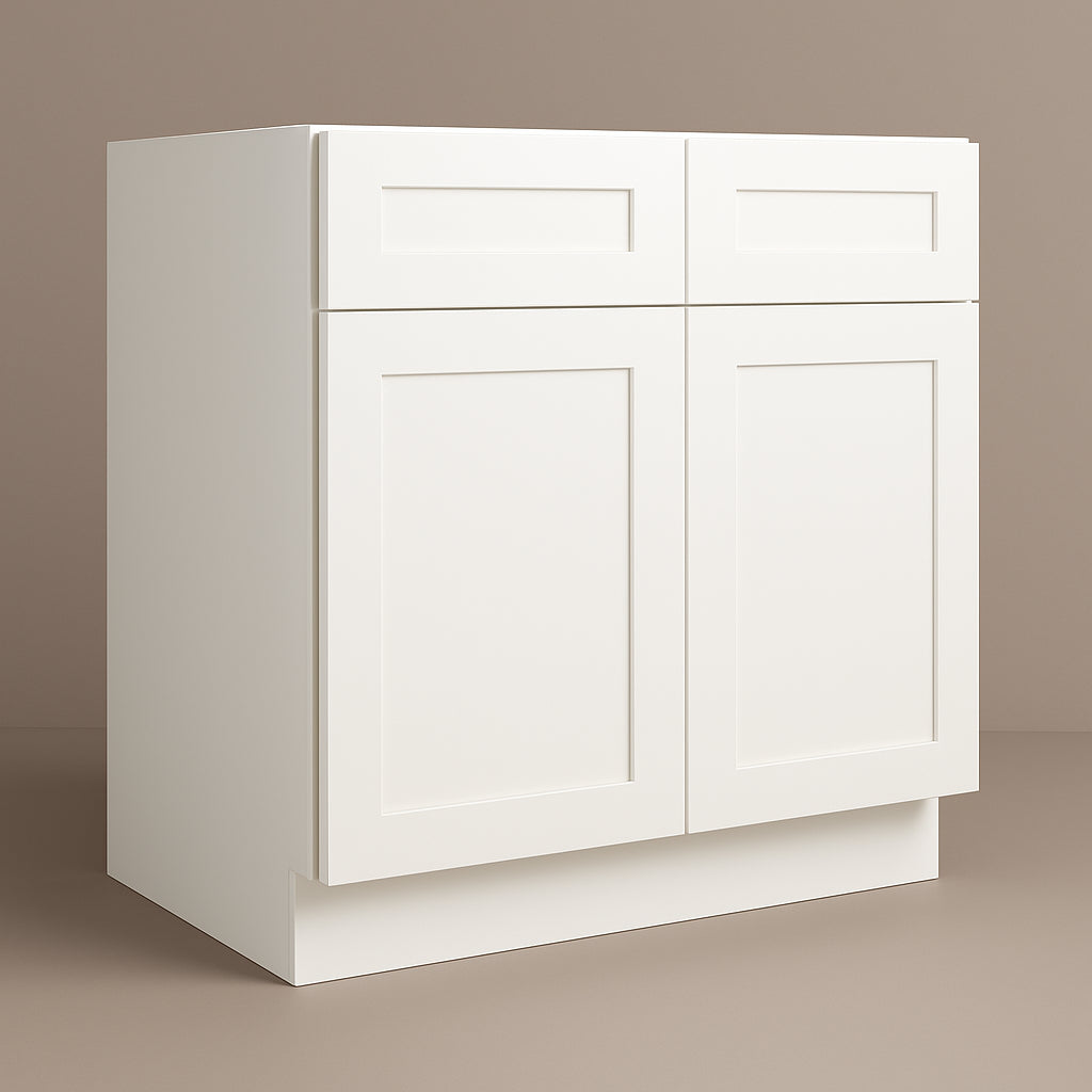 Plywell Shaker Sink Base Cabinet, Ready to Assemble, White, 42x34.5x24 in.