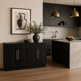 Unbranded Black MDF Kitchen Cabinet with Adjustable Shelves, 60.10 in. W x 15.80 in. D x 32 in. H