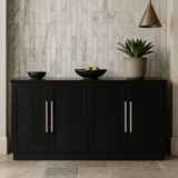 Unbranded Black MDF Kitchen Cabinet with Adjustable Shelves, 60.10 in. W x 15.80 in. D x 32 in. H