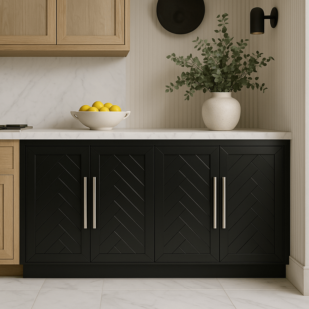 Unbranded Black MDF Kitchen Cabinet with Adjustable Shelves, 60.10 in. W x 15.80 in. D x 32 in. H