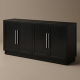 Unbranded Black MDF Kitchen Cabinet with Adjustable Shelves, 60.10 in. W x 15.80 in. D x 32 in. H