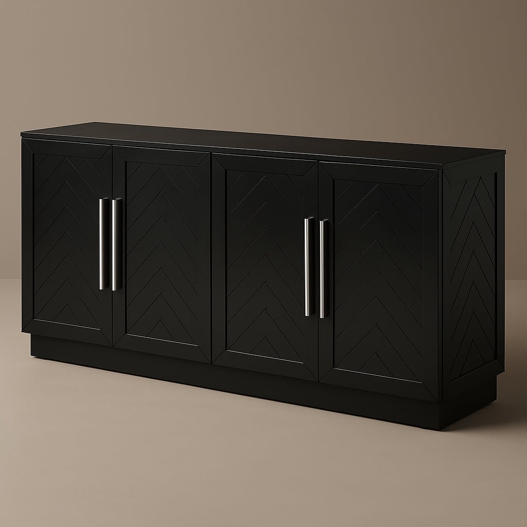 Unbranded Black MDF Kitchen Cabinet with Adjustable Shelves, 60.10 in. W x 15.80 in. D x 32 in. H