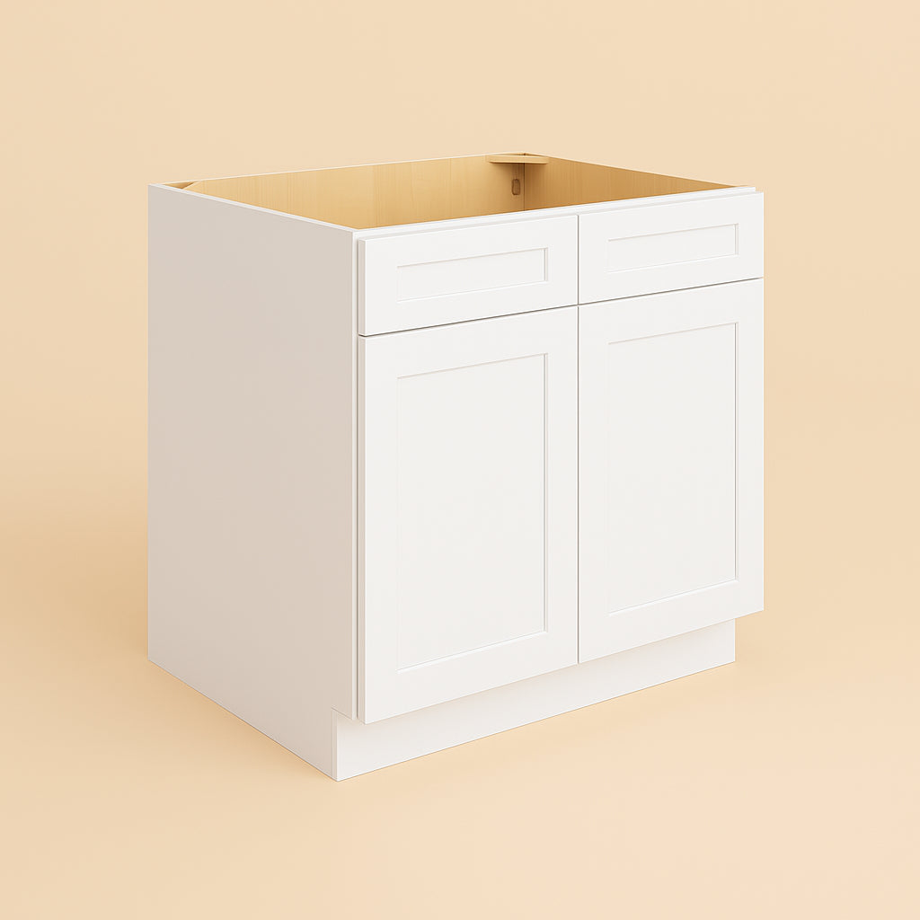 HOMLUX Ready to Assemble Sink Base Cabinet, Shaker White, 36 in. W x 24 in. D x 34.5 in. H