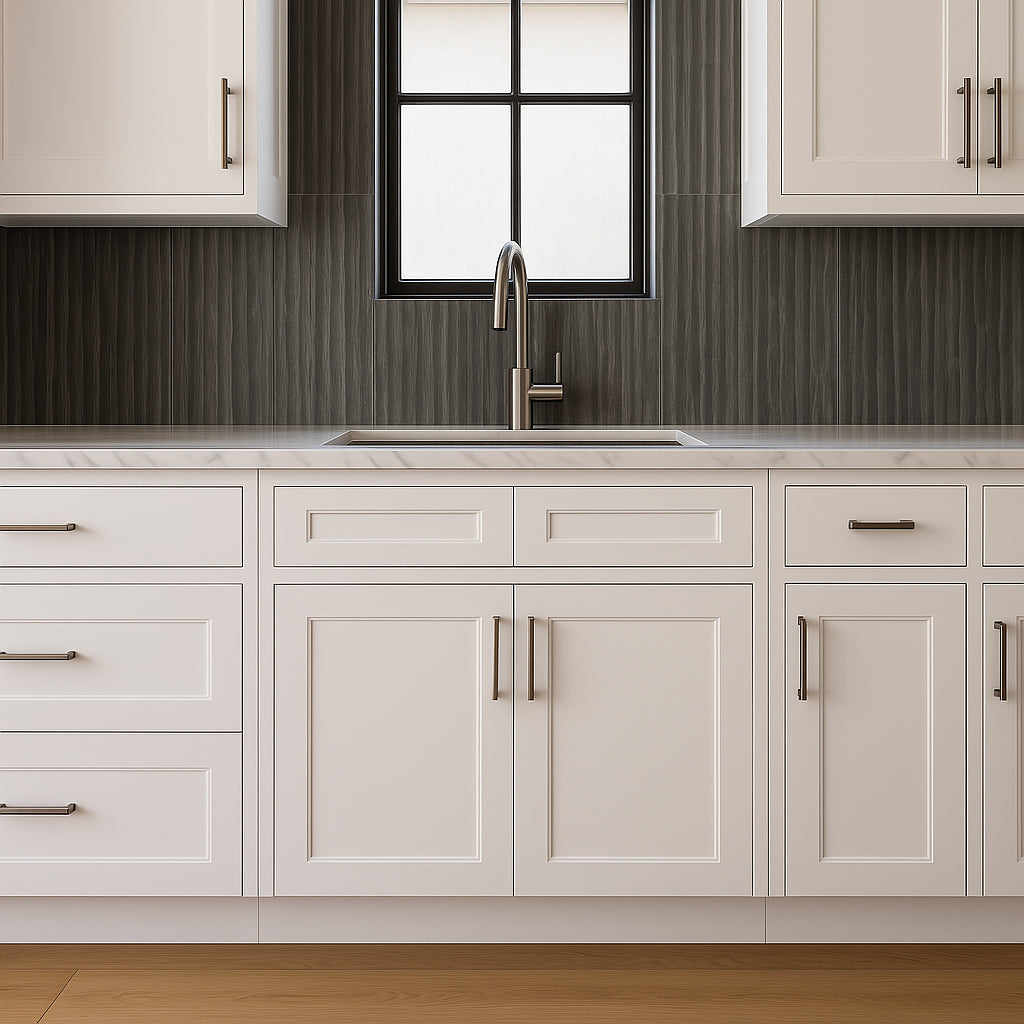 HOMLUX Ready to Assemble Sink Base Cabinet, Shaker White, 36 in. W x 24 in. D x 34.5 in. H