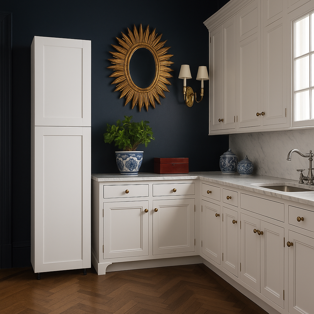 Cambridge Everest Shaker Pantry Kitchen Cabinet, White, Ready to Assemble