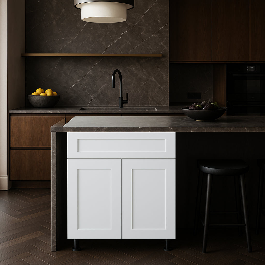 Cambridge Everest White Shaker Base Kitchen Cabinet, Ready to Assemble, 33 in. W x 24 in. D x 34.5 in. H