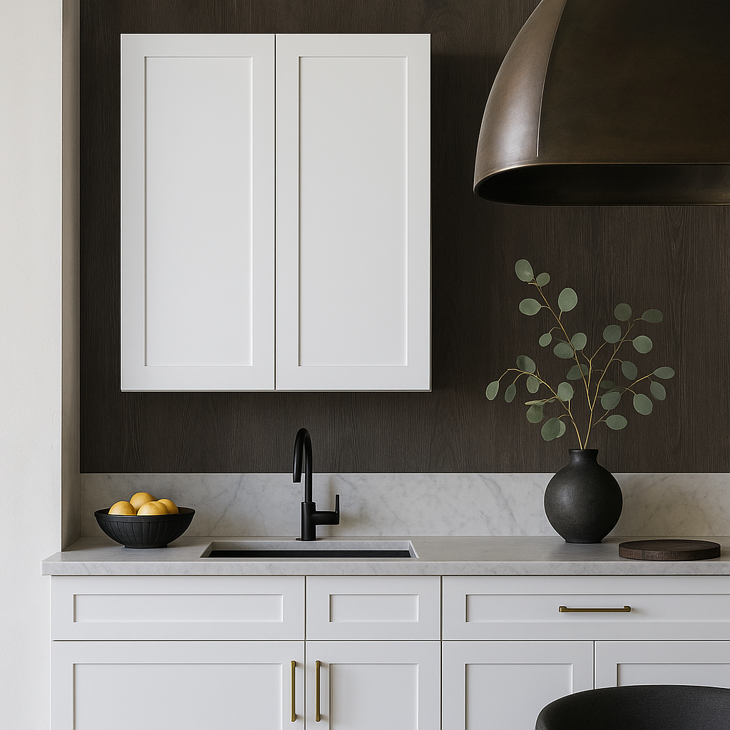 Plywell Shaker Double Door Wall Cabinet, 36x42x12 in, White