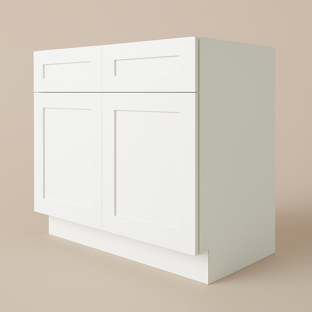 Plywell Ready to Assemble Shaker Sink Base Cabinet, White, 36x34.5x24 in.