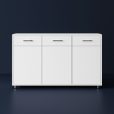FUNKOL White MDF Kitchen Cabinet with 3 Drawers and 3 Doors