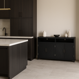 Runesay Black MDF Kitchen Cabinet Sideboard - 60 in. W x 15.7 in. D x 33.36 in. H