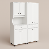 Inval Ready to Assemble Kitchen Storage Utility Cabinet in White, 2-Piece