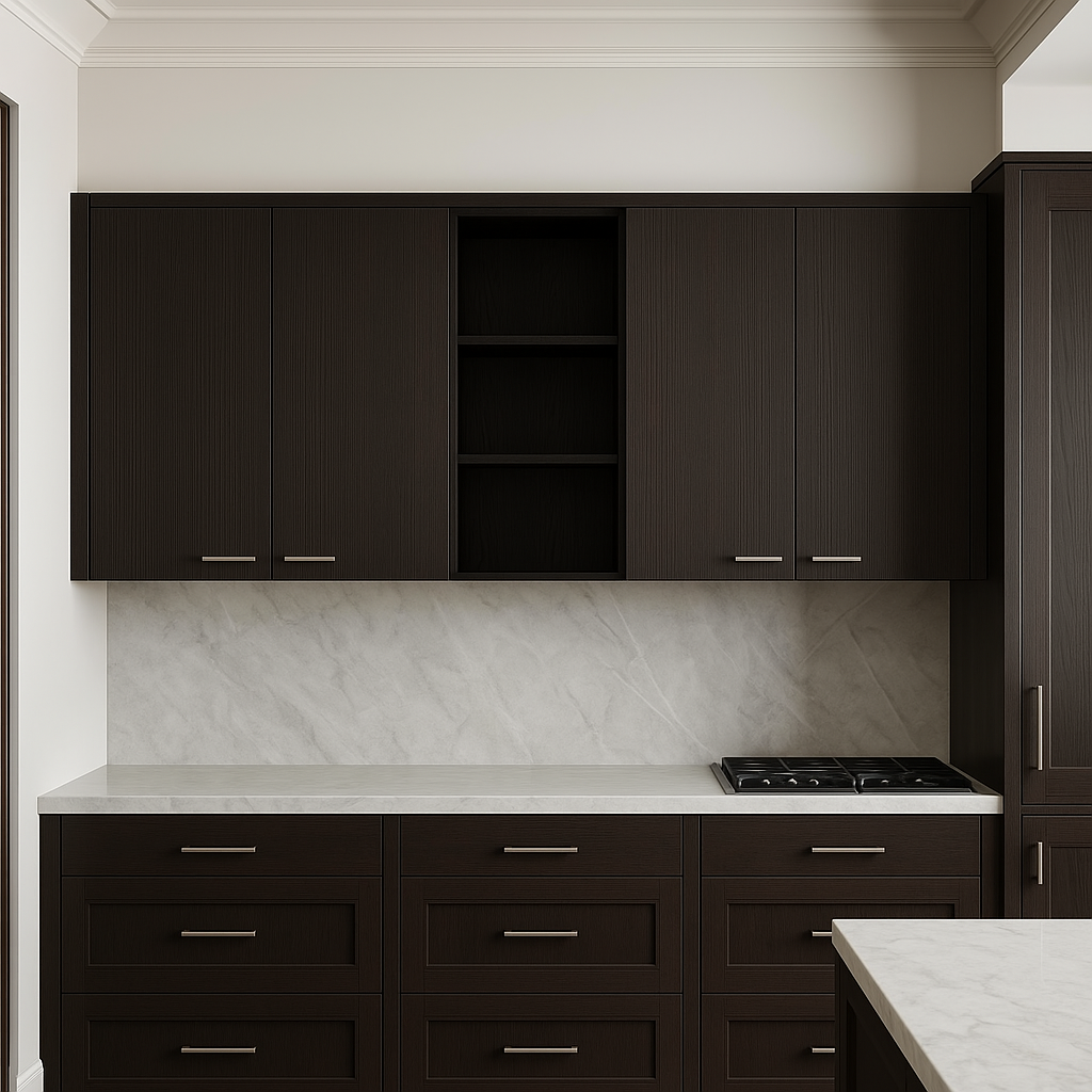 Amucolo Black Wood Wall Kitchen Cabinet with Shelves and Four Doors