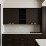 Amucolo Black Wood Wall Kitchen Cabinet with Shelves and Four Doors