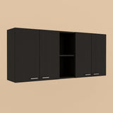 Amucolo Black Wood Wall Kitchen Cabinet with Shelves and Four Doors