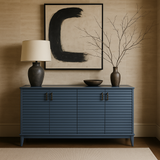 Runesay Navy Blue Solidwood and MDF Kitchen Cabinet Sideboard - 60 in. W x 18 in. D x 36 in. H