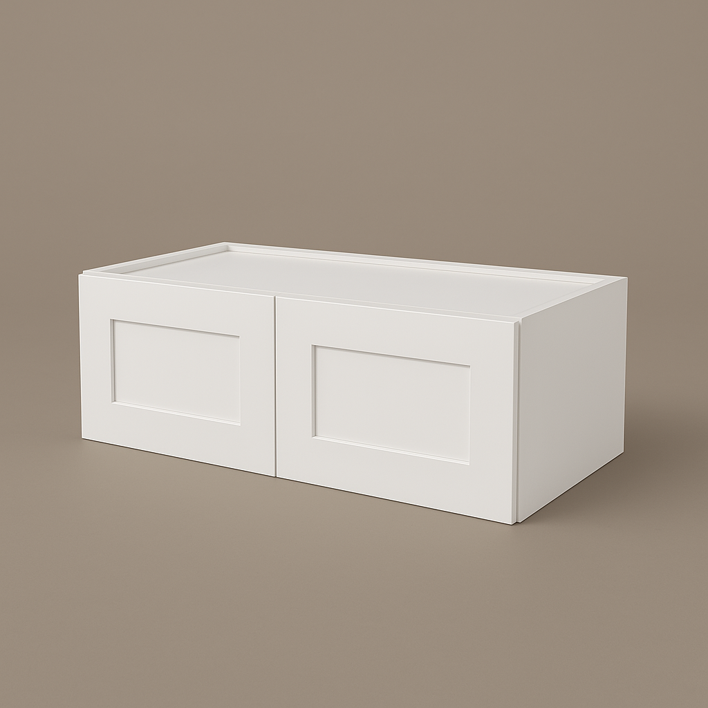 Plywell Shaker High Double Door Wall Cabinet, Ready to Assemble, White, 24x18x12 in.