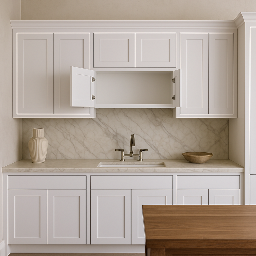 Plywell Shaker High Double Door Wall Cabinet, Ready to Assemble, White, 36x18x12 in.