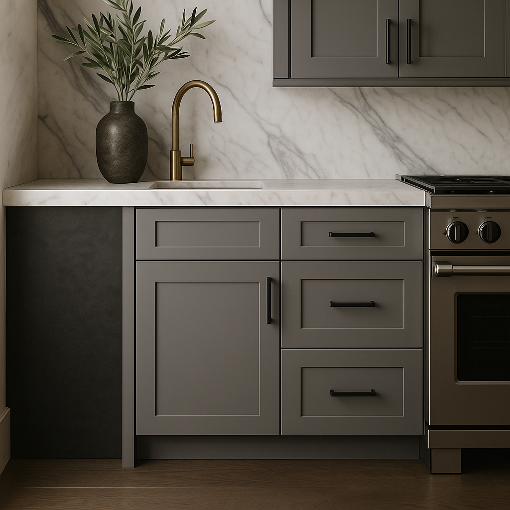 MILL'S PRIDE Richmond Vesuvius Gray Shaker Base Kitchen Cabinet - Soft Close, Ready to Assemble