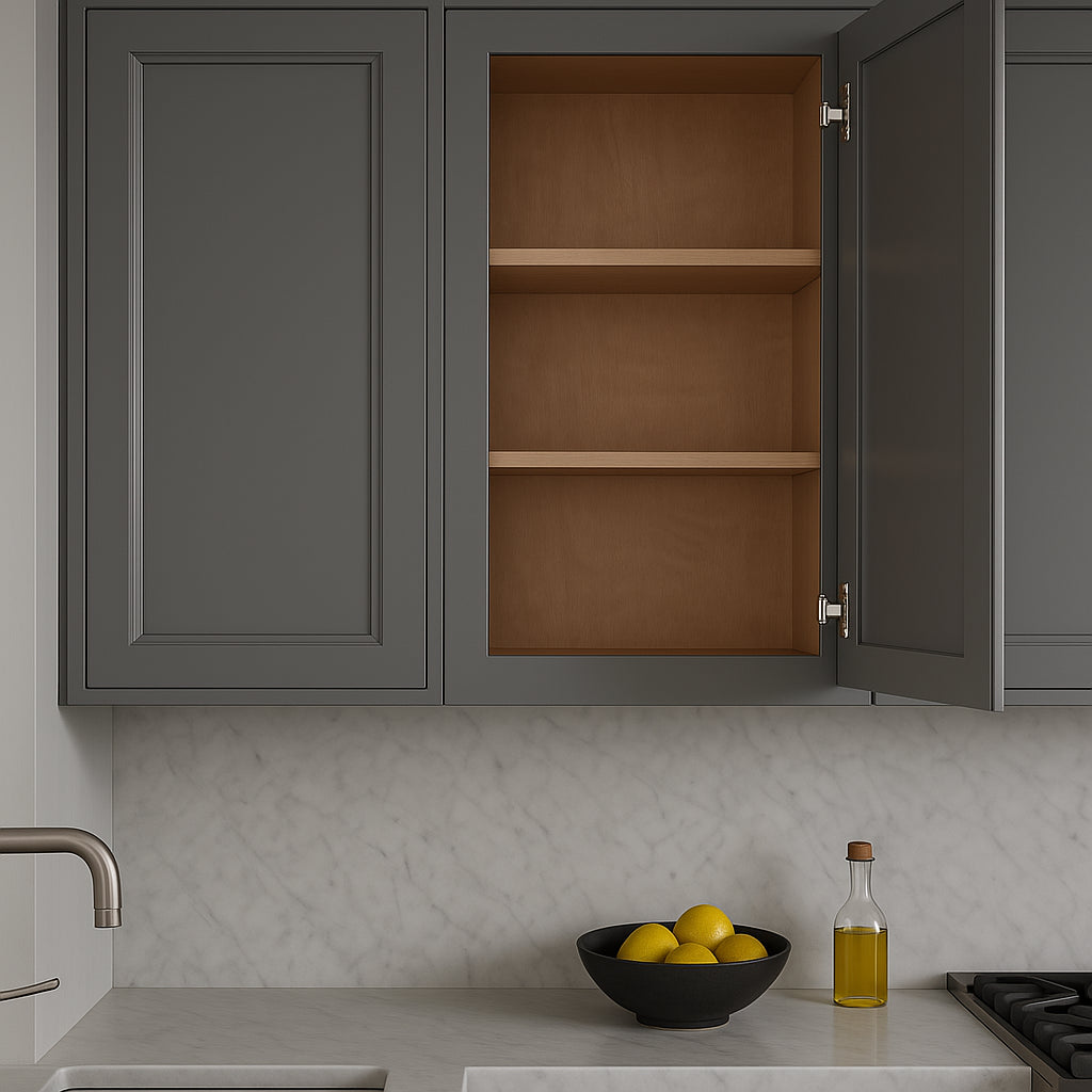 PELHAM & WHITE Keyport Shaker Wall Kitchen Cabinet, Charcoal, 18x12x30