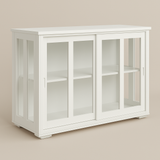 FUNKOL White MDF Sideboard with Glass Doors - Ready to Assemble