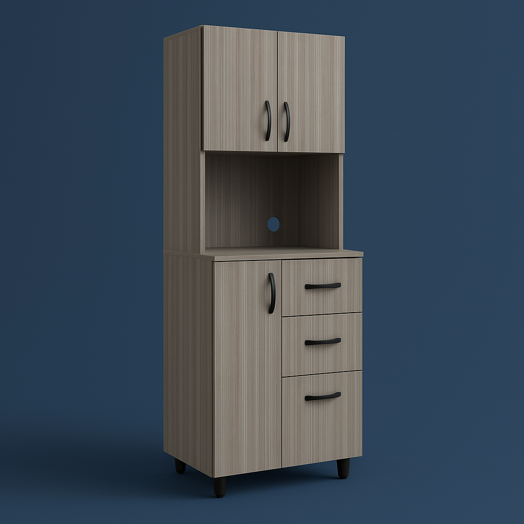 Inval Smoke Oak Microwave Storage Utility Cabinet - Ready to Assemble