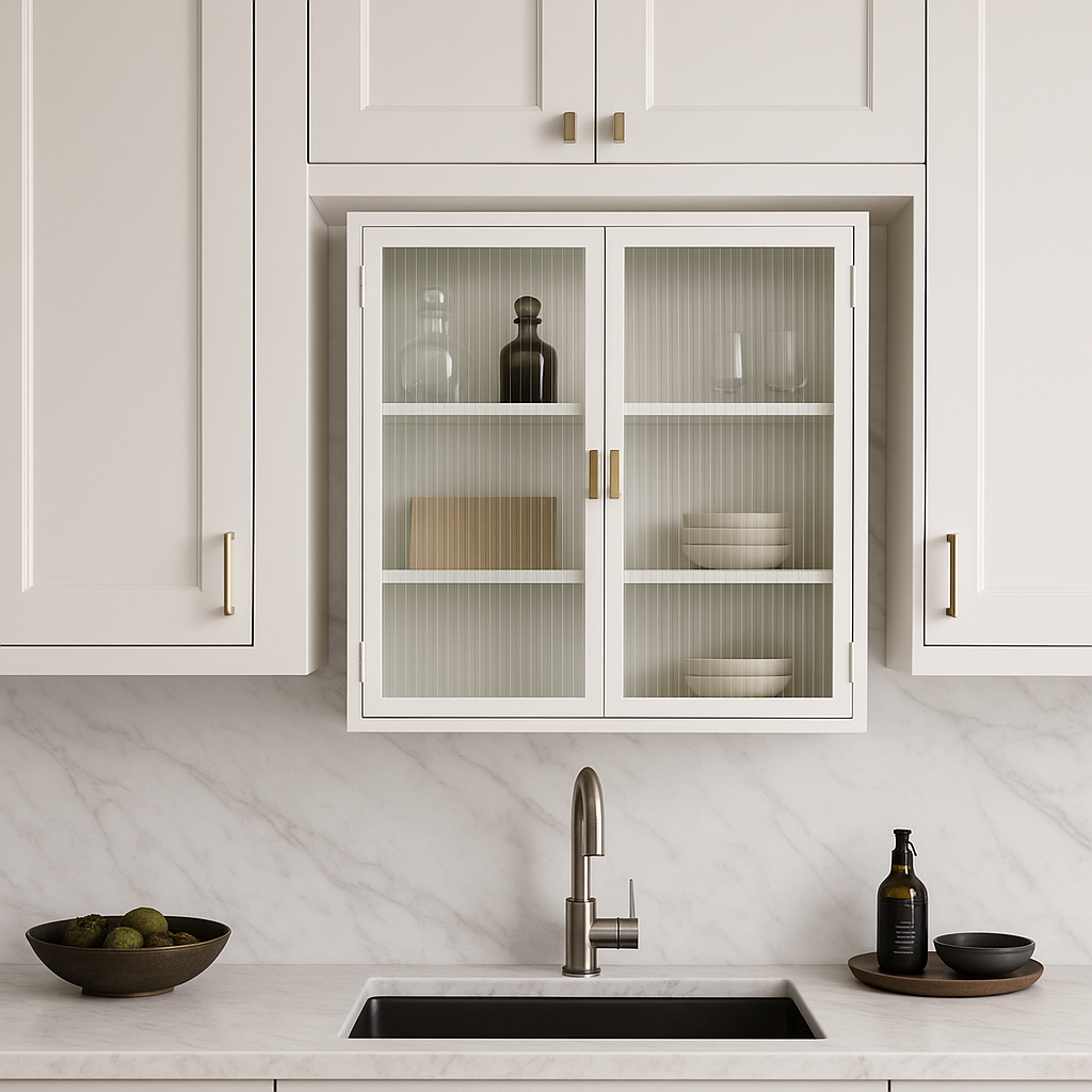 FUNKOL White Metal Wall Kitchen Cabinet with 3-Tier Storage