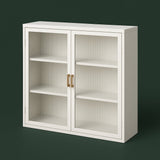 FUNKOL White Metal Wall Kitchen Cabinet with 3-Tier Storage