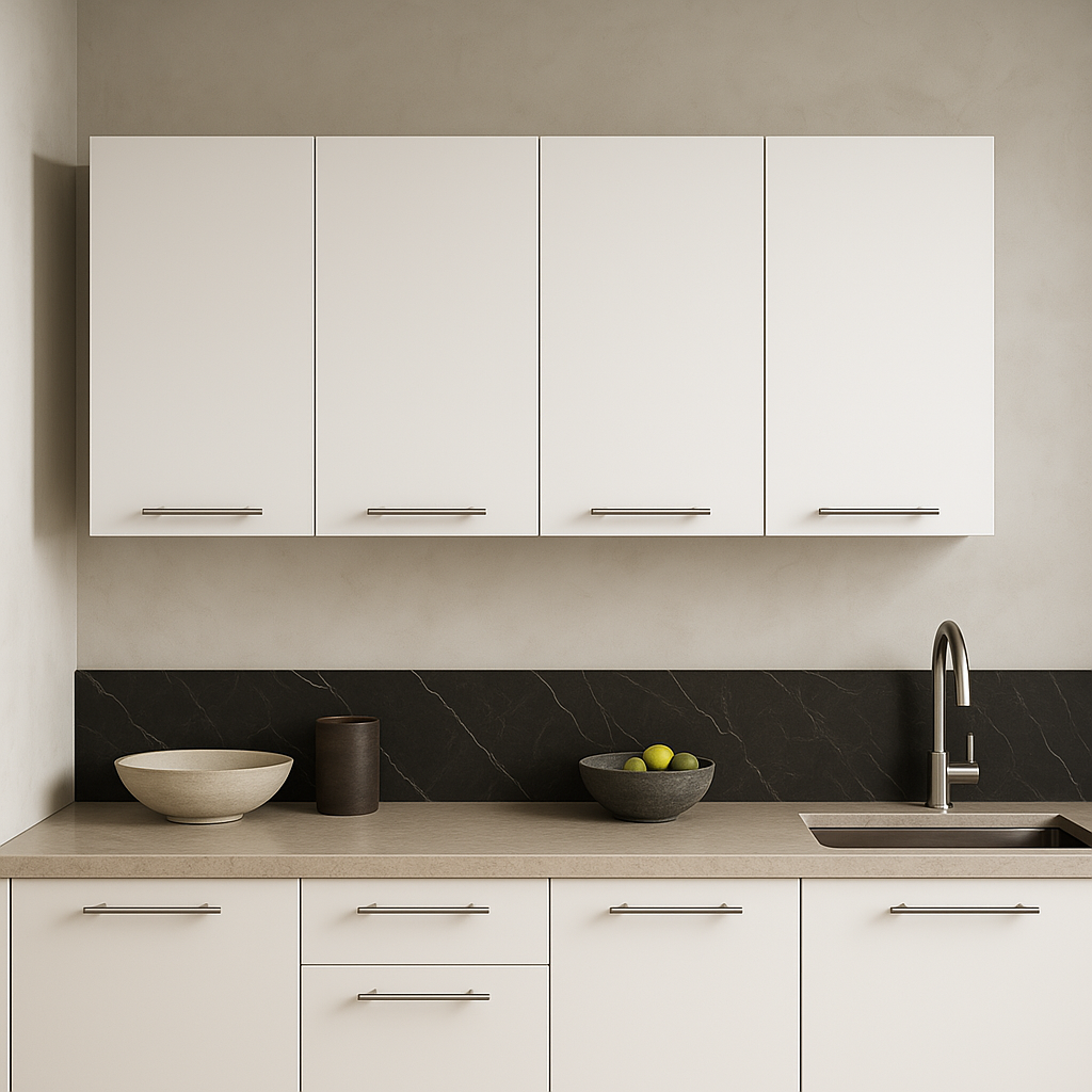 Aoibox White Wall-Mounted Kitchen Cabinet with 4 Doors and Shelves