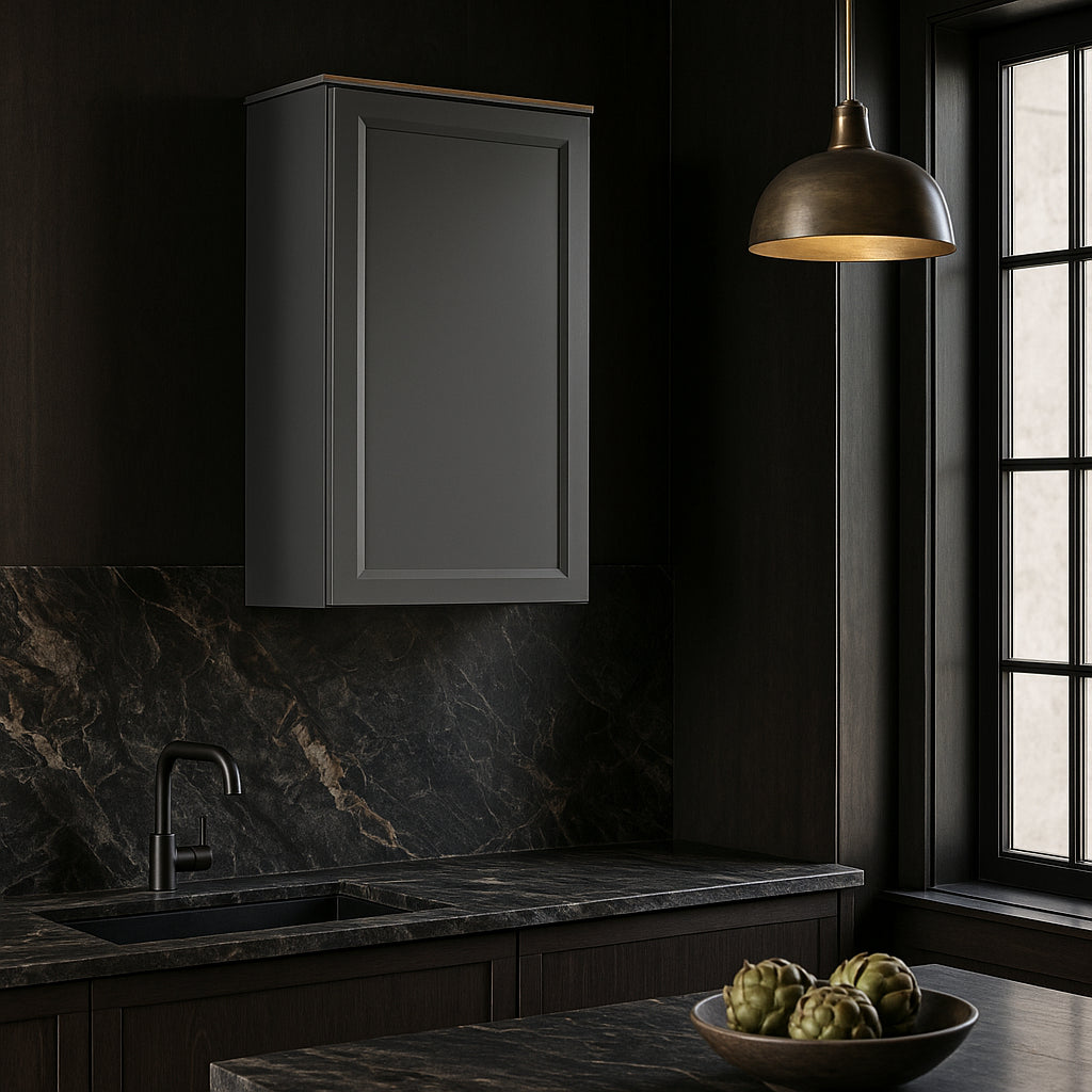 PELHAM & WHITE Keyport Shaker Wall Kitchen Cabinet, Charcoal Gray, 24x12x42 in.