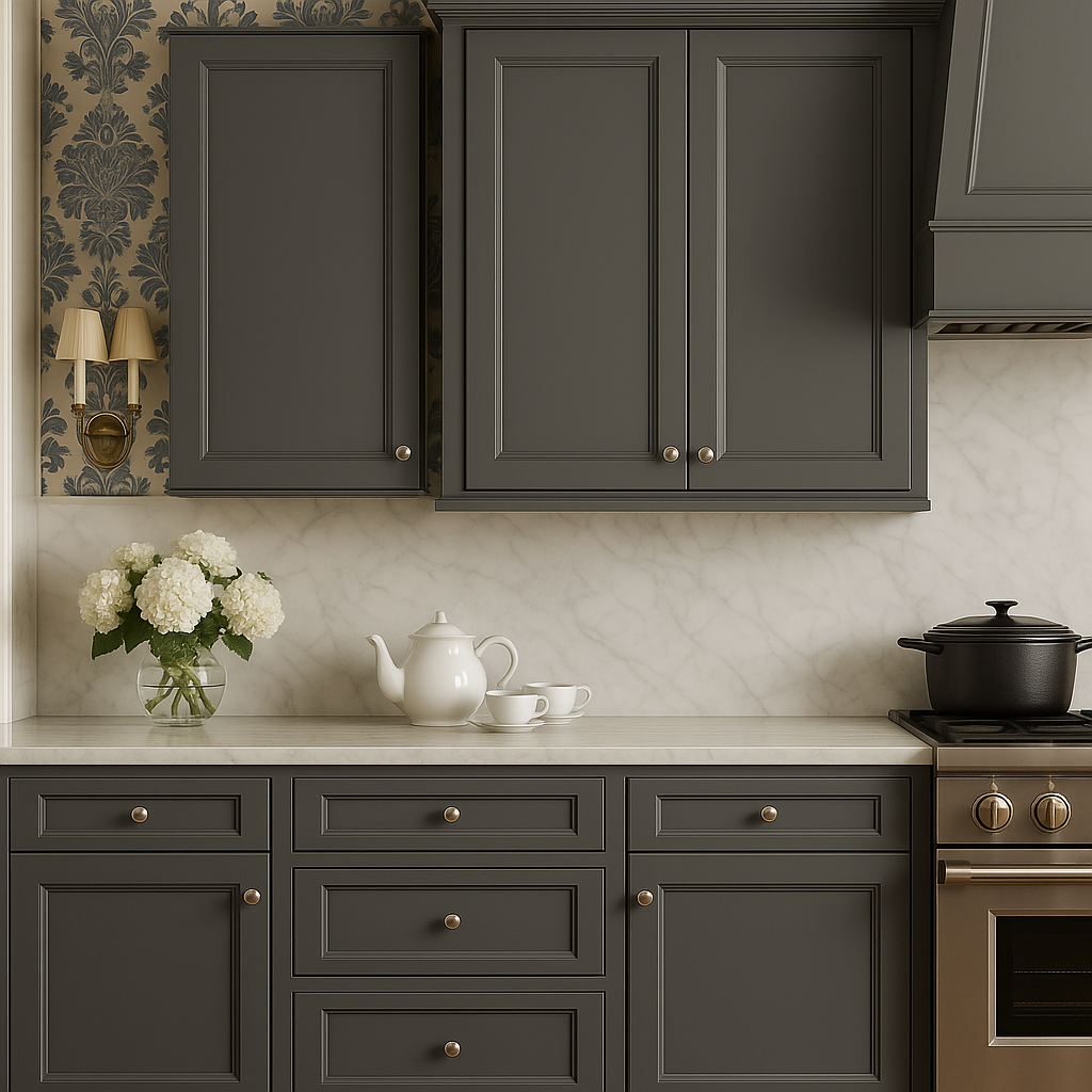 PELHAM & WHITE Keyport Shaker Wall Kitchen Cabinet, Charcoal Gray, 24x12x42 in.