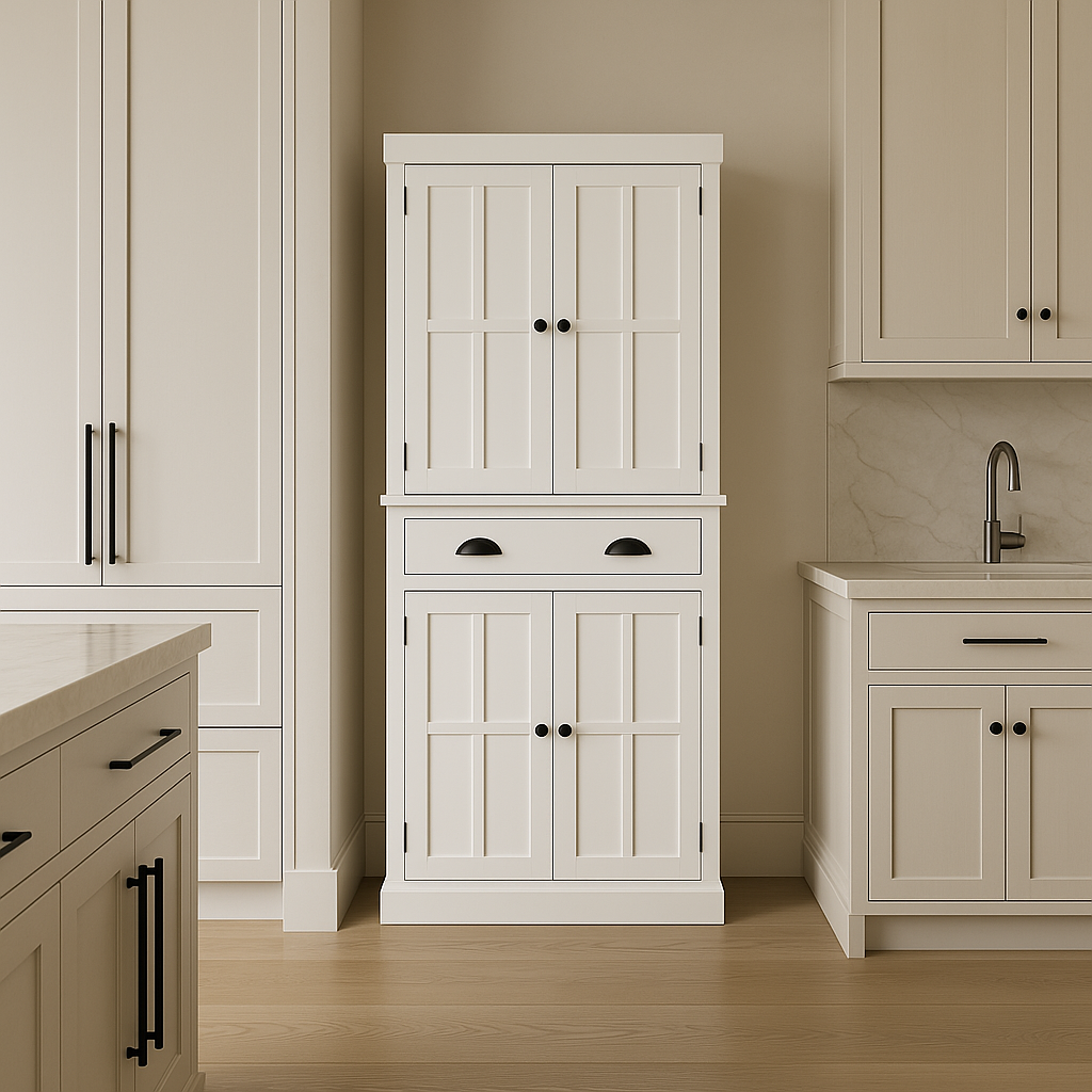 Unbranded White MDF Kitchen Cabinet with Shelves, 30 in. W x 16 in. D x 72 in. H