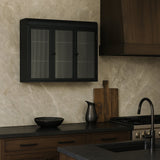 Adrinfly 3-Door Arched Wall-Mounted Glass Cabinet in Black