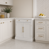 Tenleaf MDF Floor Base Kitchen Cabinet with Adjustable Shelves and Drawer, White