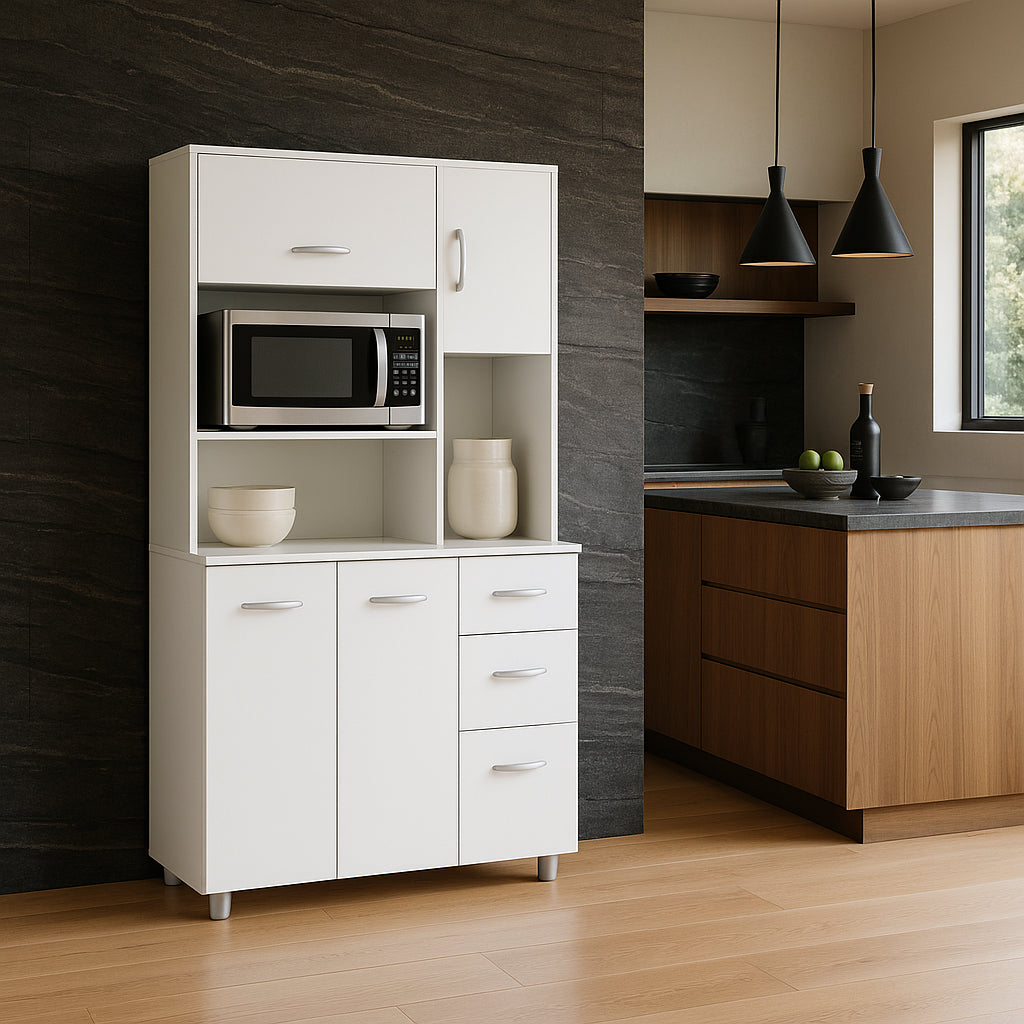 Inval Laricina Microwave Storage Utility Cabinet in White