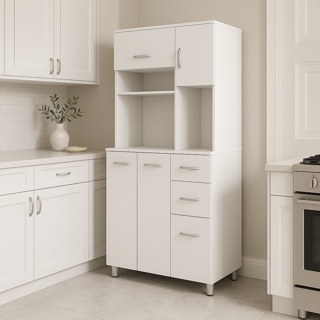 Inval Laricina Microwave Storage Utility Cabinet in White