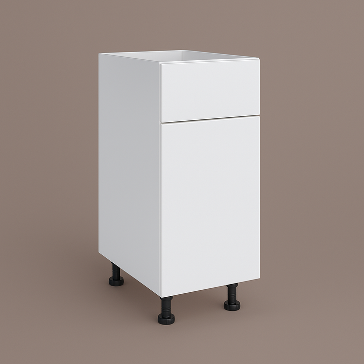 Cambridge Radiance White Gloss Slab Base Kitchen Cabinet - 12" W x 24" D x 34.5" H