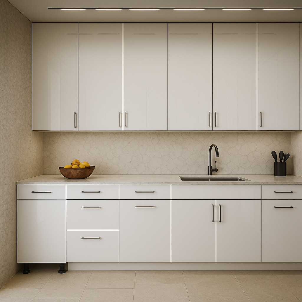 Cambridge Radiance Ready to Assemble Slab Base Kitchen Cabinet in White Gloss