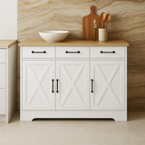 FUNKOL White MDF Kitchen Cabinet with Drawers and Doors