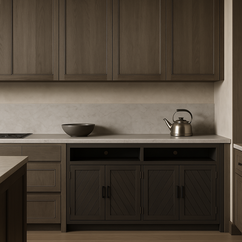 Runesay Gray Brown MDF Kitchen Cabinet Sideboard - 60 in. W x 15.7 in. D x 33.36 in. H