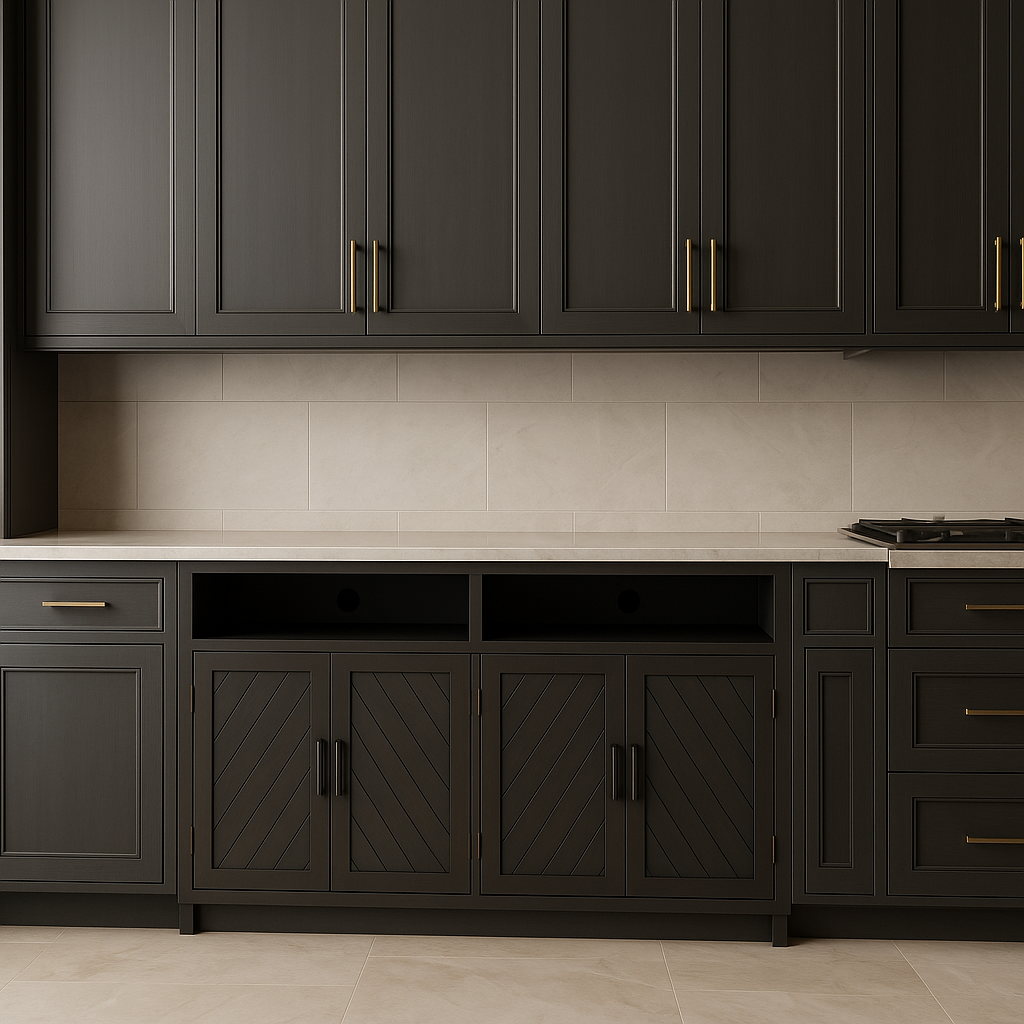 Runesay Gray Brown MDF Kitchen Cabinet Sideboard - 60 in. W x 15.7 in. D x 33.36 in. H