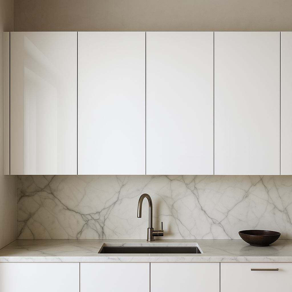 Cambridge Radiance Ready to Assemble Slab Wall Kitchen Cabinet in White Gloss - 33 in. W x 12 in. D x 36 in. H
