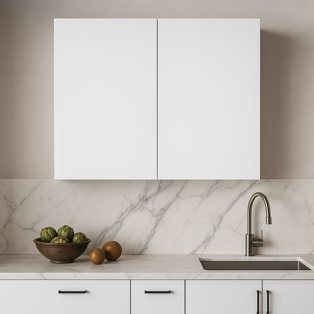 Cambridge Radiance Ready-to-Assemble Slab Wall Kitchen Cabinet in White Gloss