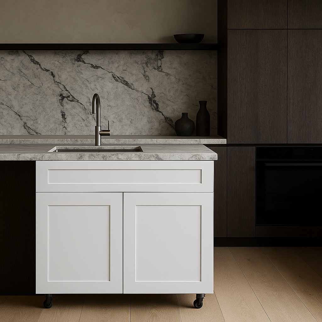 Cambridge Everest 36 in. Shaker Sink Base Kitchen Cabinet in White