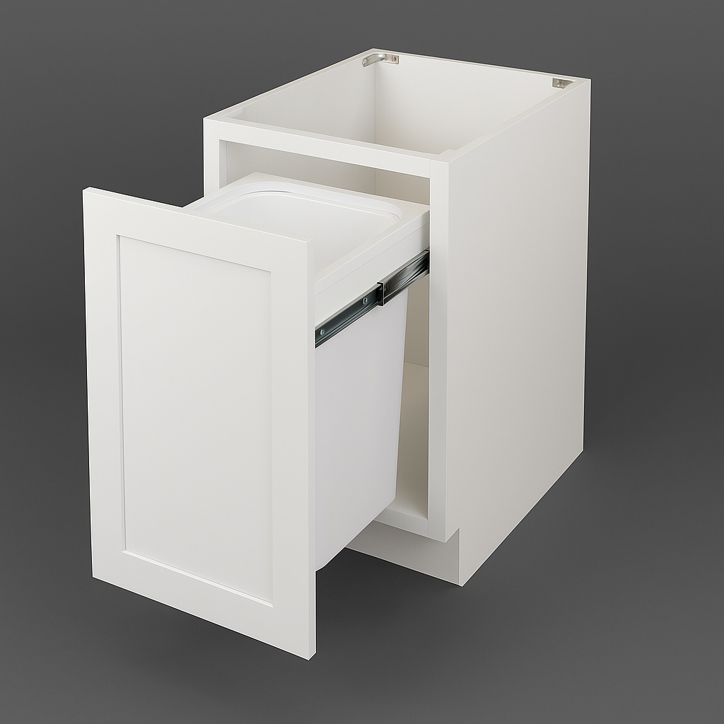Plywell Shaker Base Cabinet with Waste Basket Holder, Ready to Assemble, White