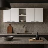 Amucolo White Wood Wall Kitchen Cabinet with Shelves and 4-Doors