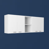 Amucolo White Wood Wall Kitchen Cabinet with Shelves and 4-Doors