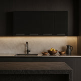 Amucolo Black Wood Wall Kitchen Cabinet with Shelves and 4-Doors, 47.2 in. W x 13.1 in. D x 23.6 in. H