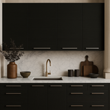 Amucolo Black Wood Wall Kitchen Cabinet with Shelves and 4-Doors, 47.2 in. W x 13.1 in. D x 23.6 in. H