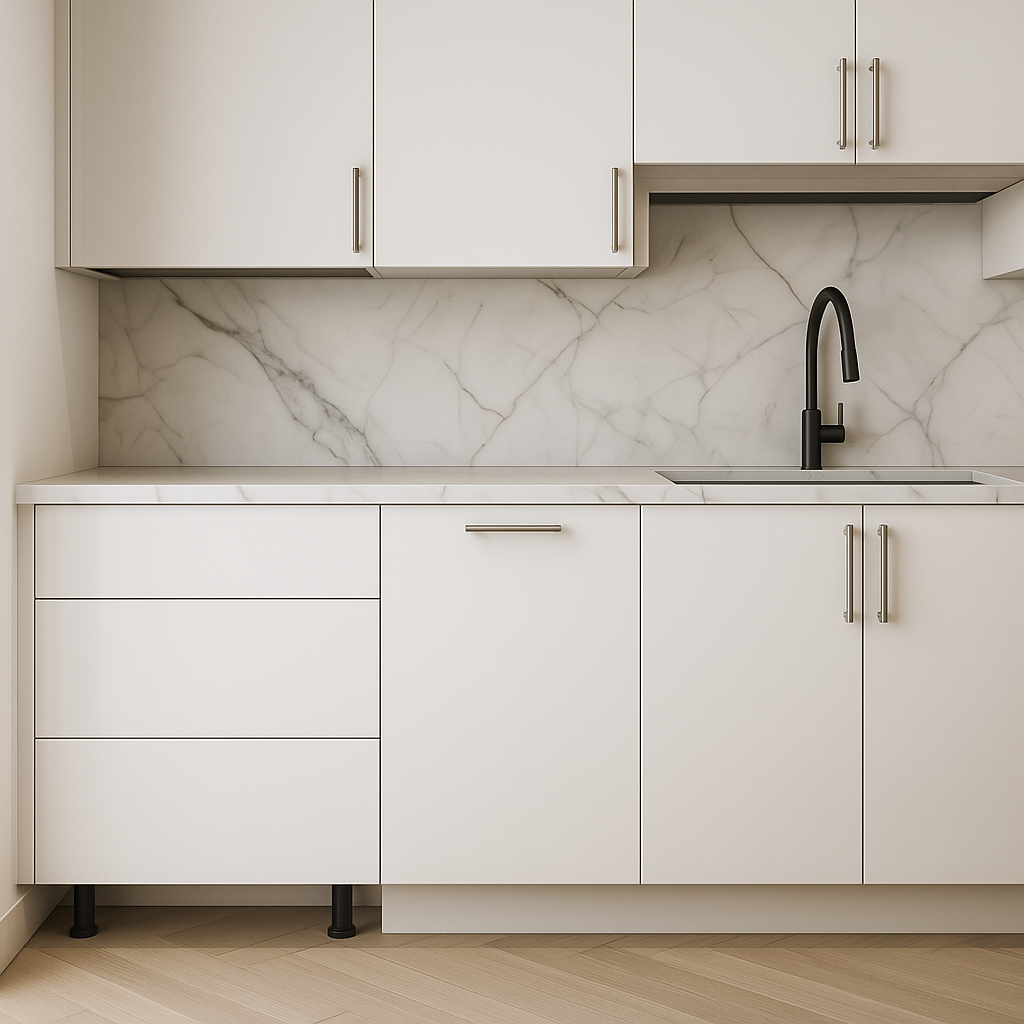 Cambridge Radiance White Gloss Slab Drawer Base Kitchen Cabinet